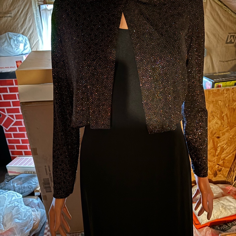 Women’s Ronni Nicole Black Sparkle Jacket & Black Maxi Dress Size 6P